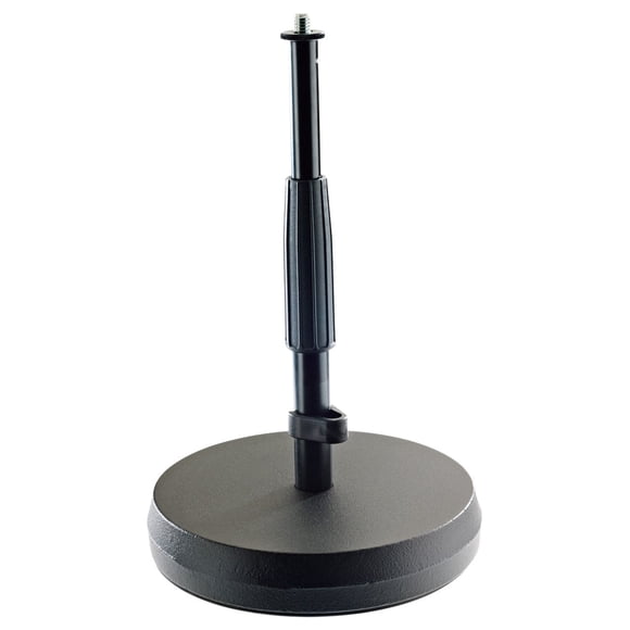 K&M Stands 23325 Table/Floor Microphone Stand - Adjustable Height from 217 to 347 mm - Round Weighted Base - Black