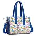 thumbnail image 2 of Teacher Tote Bag,Colorful Cartoon Dinosaurs Repeated Scenery Pattern Teacher Utility Tote Bag,Large Work Tote Bags for Women with Multiple Pockets,Top Zipper Closure,13.8x10.6x6.7 Inch, 2 of 5