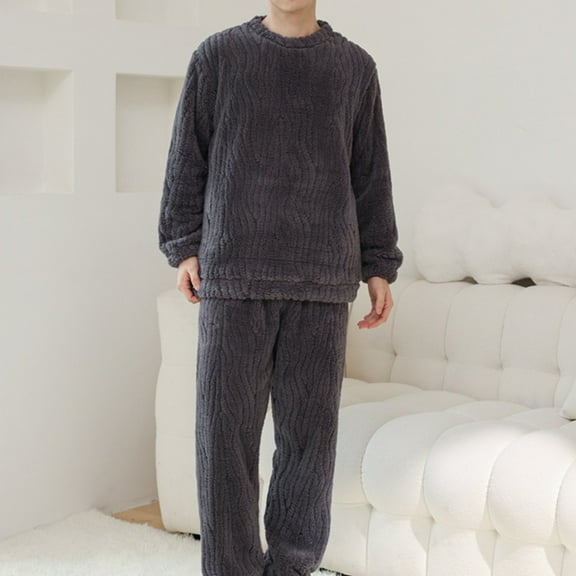 Mens Pajama Set Men Velvet Winter Lapel Thickening Warm Cardigan Pajamas Suit Set Fall Pajamas for Men Pijamas Men's Sleepwear Soft Pjs for Men Set Mens Soft Pajamas Sets