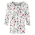 thumbnail image 4 of Teissuly Women's Fashion Printed T-shirt Mid-length 3/4 Sleeves Blouse Round Neck Casual Tops, 4 of 5