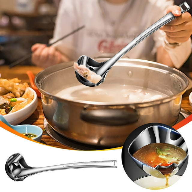 Cucharas de sopa Cuchara separadora de aceite de acero inoxidable 316 Cuchara de sopa con filtro de aceite para cocina y hogar una cuchara