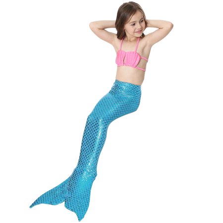 Yosoo Girls 3pcs Swimwear Top Panties Mermaid Tail Swiming Costume Monofin Flippers Swimsuit Girls Mermaid Swimming Suit Kids Memaid Costumes Walmart Canada