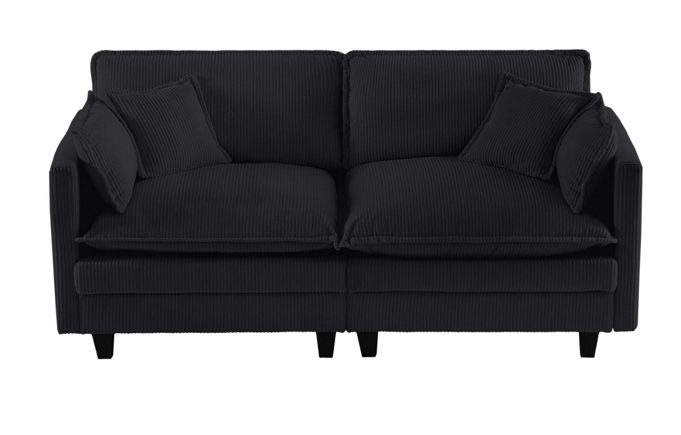 AENKYO 70.86'' Oversized Deep Seat Loveseat Sofa, Corduroy 2-Seater Couch with 4 Pillows, Black