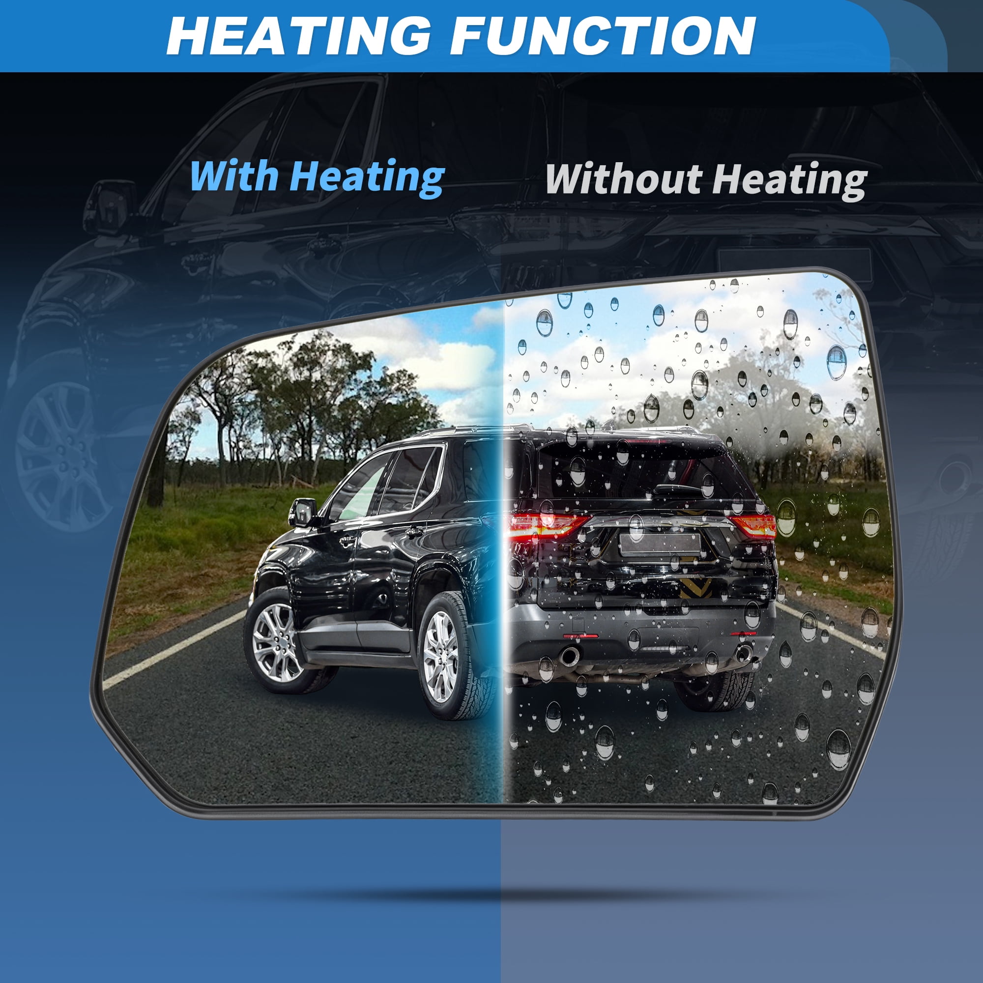 Unique Bargains Heated Mirror Glass for GMC Acadia for Chevrolet Traverse Left Side