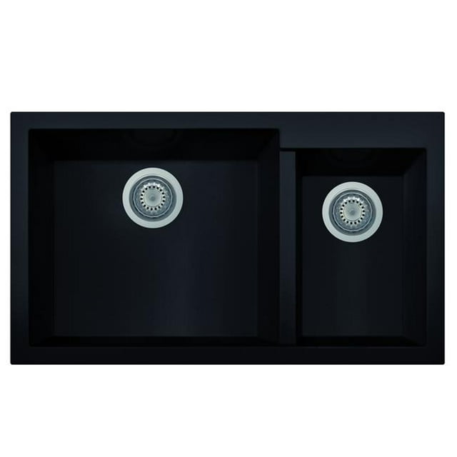 34 in. Double Bowl Undermount Granite Composite Kitchen Sink - Black