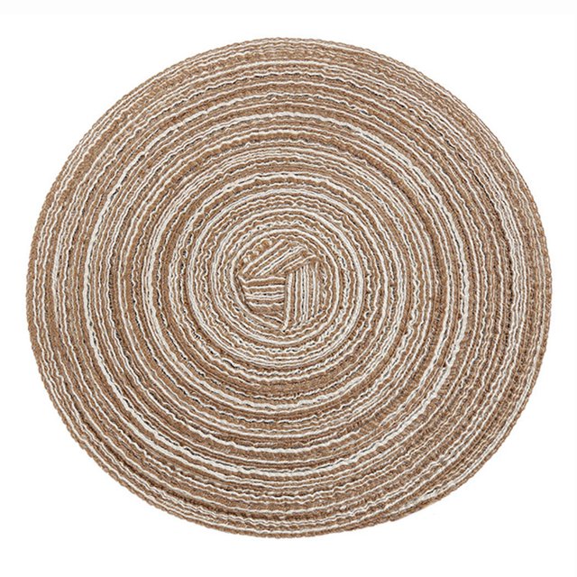 Bangcool Table Mat Braided Round Heat Insulation Linen Dining Mat Place Mat for Kitchen
