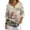 Multi-Deer Mountain Flower, variant on Green Tree Leaf Print Womens Blouses Linen-Like V Neck Womens Tops Trendy 3/4 Length Sleeve Shirt for Party