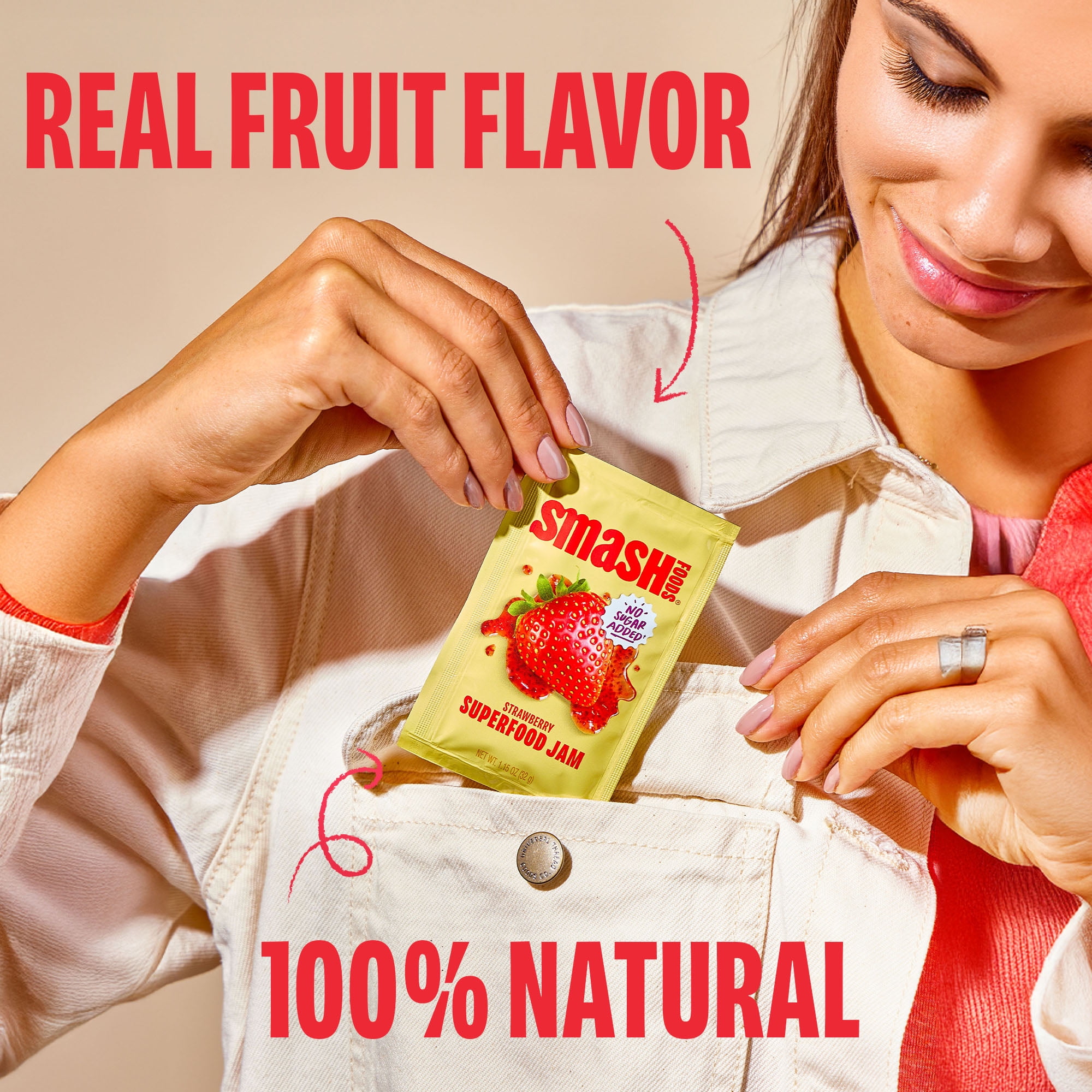 Smash Foods Strawberry Jam Packets, No Sugar Added, Keto, Vegan, 10 Count