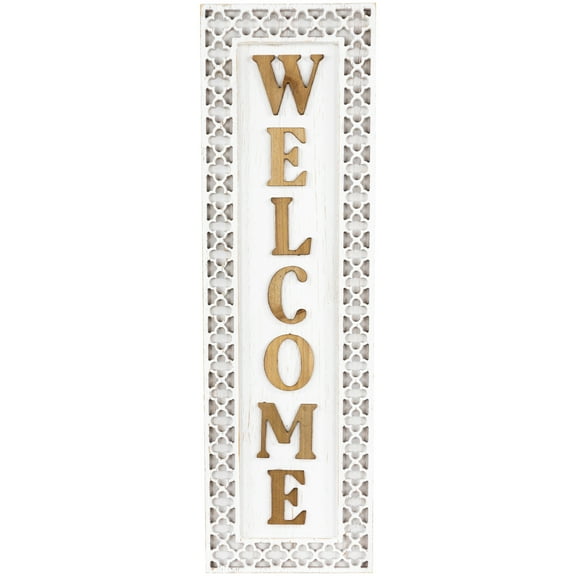 Northlight Rustic Welcome Wooden Wall Sign - 24" - White