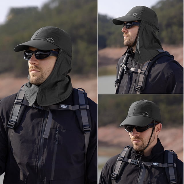 Sombrero de protección solar de 3 vías para hombres y mujeres, Gorra de béisbol de nailon de secado rápido para pesca y senderismo con solapa desmontable en el cuello, protección UV UPF 50+