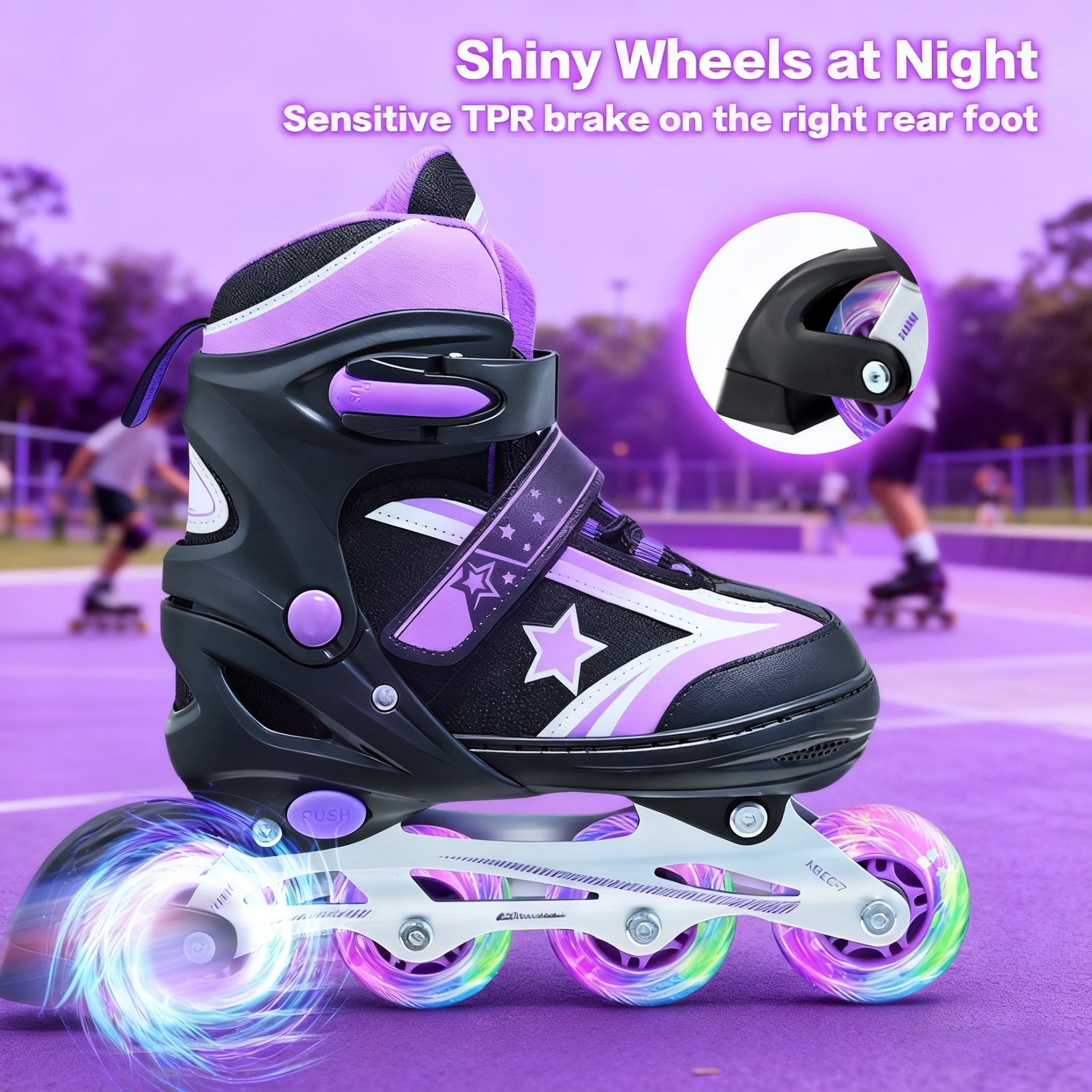 JZY Youth Inline Skates with 8 Glowing Light-Up Wheels,Durable Aluminum Frame for Beginners,For Boys & Girls Ages 5-12,For Indoor and Outdoor Skating