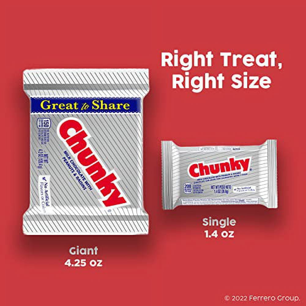 Chunky Milk Chocolate with Peanuts and Raisins Candy Bar, Bulk 24 Pack