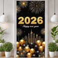 thumbnail image 2 of Decorative Design New Year Banner Ornamental Frame Happy New Year Crown Emblem Gold Colorful Gems for Holiday Party Celebration Event Decoration, 2 of 9