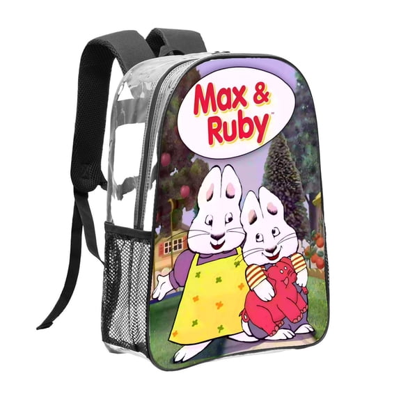 Max and Ruby-theme Clear Backpack Heavy Duty Transparent Bag See Through Bookbag for Work, Sport, College, Travel12.2“X16.9"(31X43cm)
