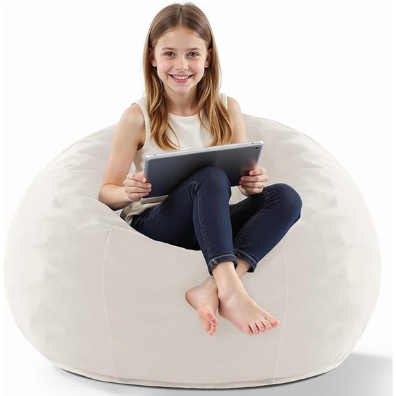 Bean Bag Chair 3Ft Luxurious Velvet Ultra Soft Fur with High Rebound Memory Foam Bean Bag Chairs for Adults Plush Lazy Sofa with Fluffy Sponge 3'