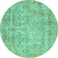 thumbnail image 1 of Ahgly Company Indoor Round Abstract Turquoise Blue Modern Area Rugs, 3' Round, 1 of 4