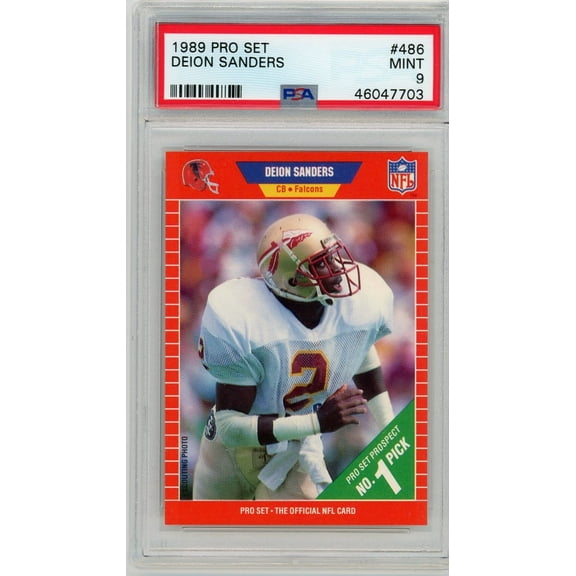 Deion Sanders Florida State Seminoles 1989 Pro Set Football Rookie Card RC #486 Graded PSA 9 MINT