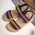 thumbnail image 6 of WAYUTE Sandals for Girls Bohemian Style Colorful Emborider Elastic Ankle Strap Open Toe Summer Beach Footwear Casual Walking Shoes,Yellow,10 Y-11 Y, 6 of 7