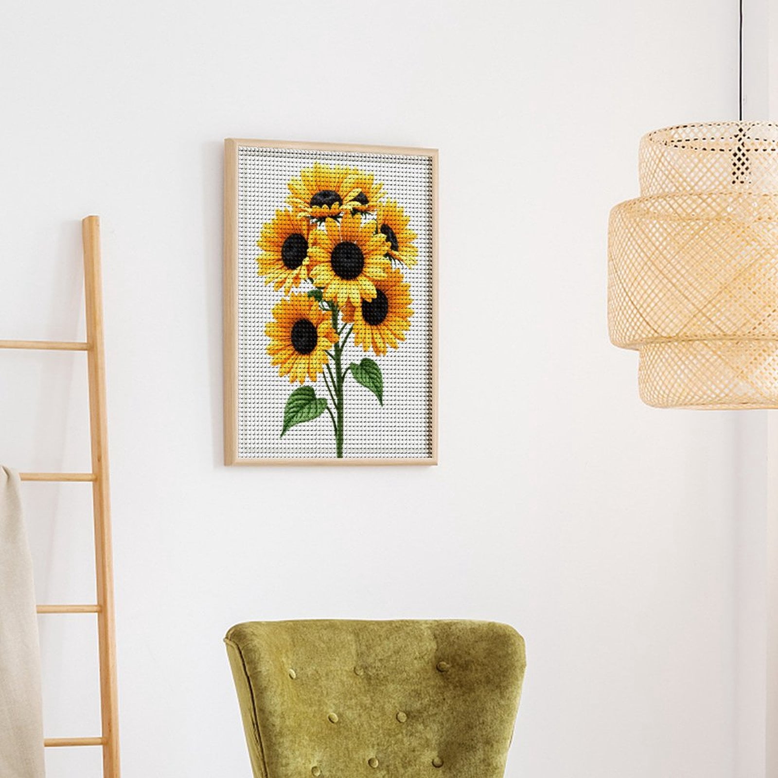Diamond Art Kits for Adults, Bright Yellow Sunflower Bouquet 5D Diamond Painting Kits for Adults Beginners, DIY Full Drill Diamond Painting, Gem Art and Crafts 12x16