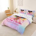 thumbnail image 3 of Castle Fairy Dreamy Glitter Afro Girl Duvet Cover Queen,Cute Pink Heart Sparkle Queen Bedding,Rainbow Pink,1 Duvet Cover and 2 Pillowcases, 3 of 6