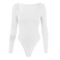 thumbnail image 5 of QENGING Womens Pants Long Sleeve Bodysuit Tummy Control Leotard Shapewear Mock Neck Rompers White M on Clothes, 5 of 5