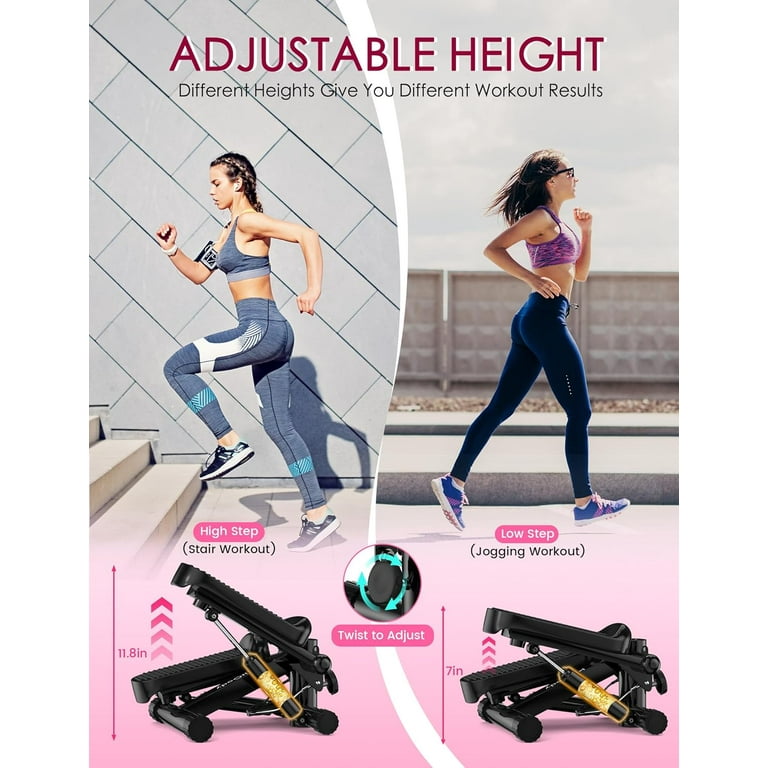 Steppers for Exercise at Home KitGody Mini Stepper with Resistance Bands Stair Stepper with 330LBS Capacity Adjustable Height Fitness Stepper Machine for Full Body Workout Walmart