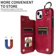 thumbnail image 3 of Nalacover for iPhone 15 Plus Wallet Case with Card Slots & Metal Finger Ring, Durable PU Leather Back Double Magnetic Botton Flip Kickstand Purse Shockproof Phone Case,Red, 3 of 10