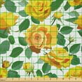 thumbnail image 2 of Ambesonne Blossom Fabric by the Yard Microfiber, Yellow Toned Rose Pattern, 3 Yards, Yellow Green Dark Peach, 2 of 2