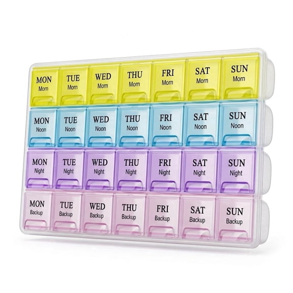 Pill Organizer AM PM 7 Day 4 Times a Day, Pill Box Weekly Pill Organizer with One-Touch Open, Travel Pill Organizer for Daily Use
