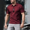 thumbnail image 2 of LTTVQM Men's Polo Shirts Short Sleeve 2026 Summer Loose Fit Casual Work Golf Shirts Lightweight Collared T-Shirts with Pocket Wine M, 2 of 6