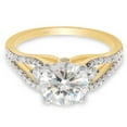 thumbnail image 3 of Round Cut Lab Created Moissanite Diamond Split Shank Engagement Ring In 14K Yellow Gold Plated Sterling Silver(G-H Color,VVS1 Clarity,2.00 Cttw)-6.5, 3 of 7