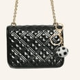 thumbnail image 2 of Unique Bargains 1 Pc Fashionable Football Handbag Charm Decorative Keychain Black White Gold Tone, 2 of 5