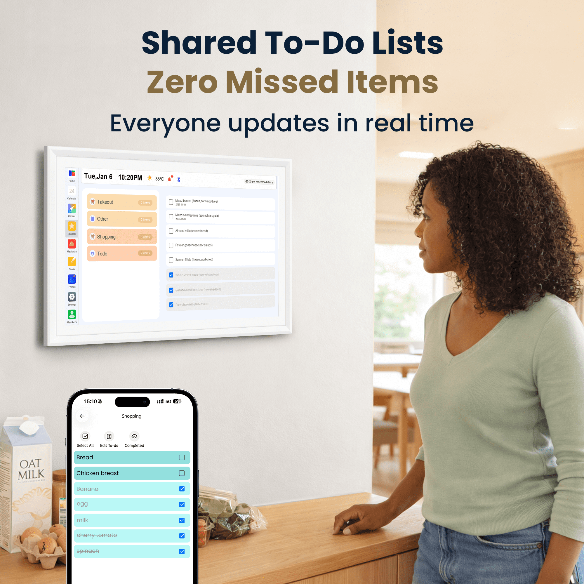Winnovo 21.5-inch Smart Digital Wall Calendar, Touchscreen Family Planner with Wifi, No Subscription, White