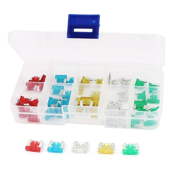 50Pcs 2 Prong Mini Auto Car Blade Fuse Assortment 10A 15A 20A 25A 30A