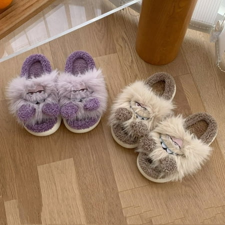 

Slippers for Women Indoor Winter Soft Cute Cute Quirky Elfs Cotton Slippers Plush Shoes Womens Winter Home Indoor Warm Thick-soled Cotton Slippers Non-slip Warm Plush Shoes Purple 40-41