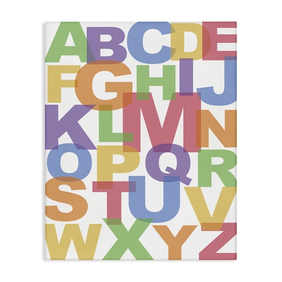 Stupell Industries Modern Rainbow Alphabet Typography Canvas Art, 16 x 20, by Martina Pavlova