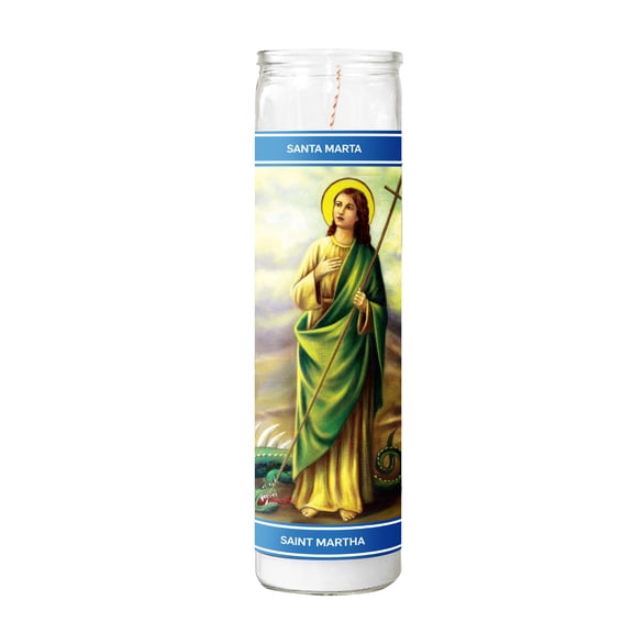 MagicLight Religious Candles 9.6 oz - Glass Jar, Unscented, St Martha White Wax