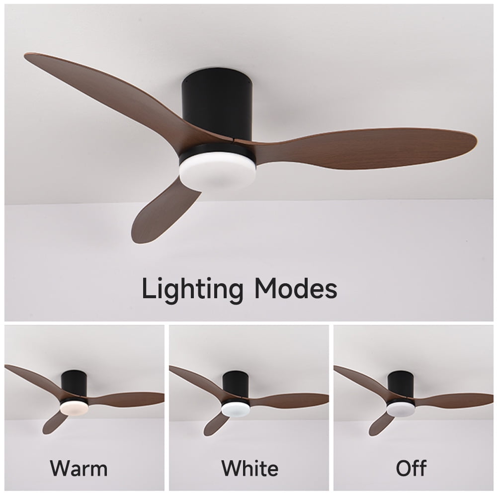 Ceiling Fans with Lights, 52 Inch Low Profile Ceiling Fan with Remote/App Control, Flush Mount, DC Reversible Motor, Dimmable LED for Bedroom,Indoor/Outdoor Use