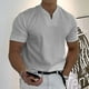 thumbnail image 2 of Camiseta de verano con cuello en V para hombre de gimnasio con bolsillo de algodón elástico suave transpirable Fitness camisa de manga corta para hombre, 2 of 4