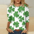 thumbnail image 2 of Moxiu Womens St. Patrick's Day Shirts 3/4 Sleeve Spring St Patricks Day Top Plus Size Women Scoop Neck Shamrock Blouses 2025 Green,L, 2 of 5