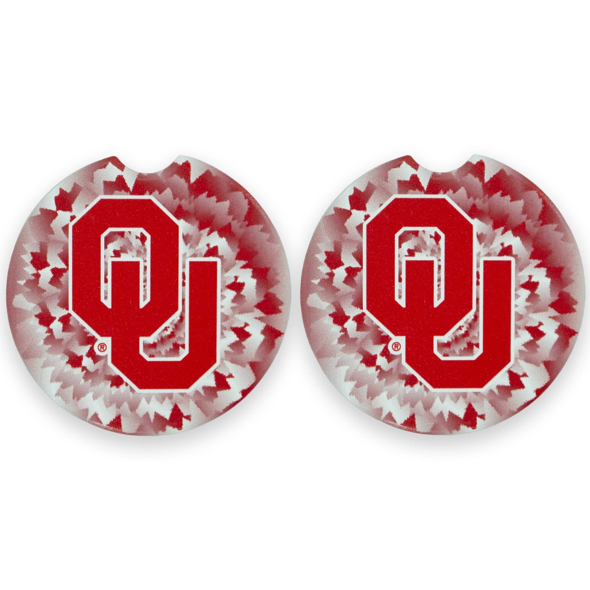 Oklahoma University Set of 2 Car Coasters by Magnolia Lane- Removable Absorbent Ceramic Stone Coasters - Ideal Gift for Students, Alumni and Everyday Fan - Show Your Big 12 NCAA Team Spirit