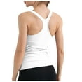 thumbnail image 2 of Spandex Rib Tank Top Built in Bra Women Sleeveless Racerback Padded Workout Yoga Tanks Casual Summer Clothes (Small, White), 2 of 4
