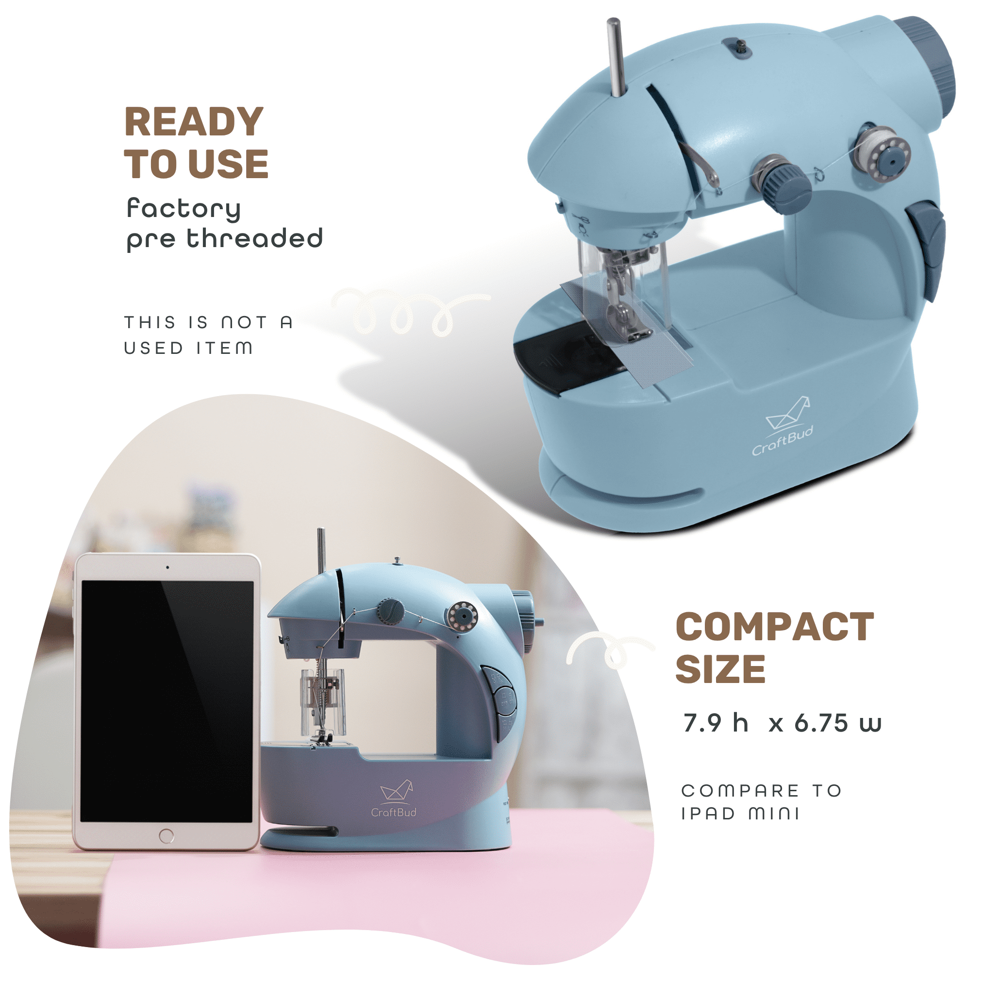 Virtu 48 PC Mini Portable Sewing Machine for Beginner, Kids Sewing Machine and Adults, Green