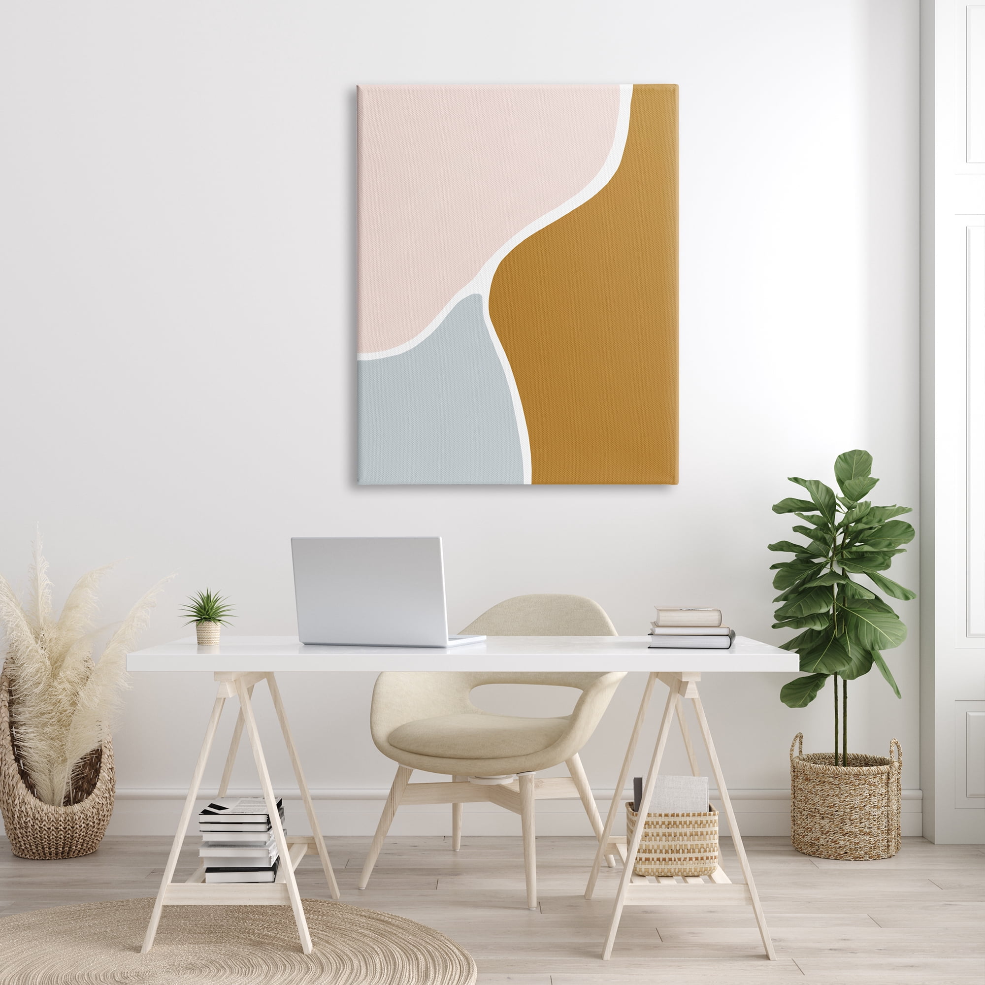 Stupell Indtries Split Path Abstraction Organic Curved Shapes Brown Grey,36 x 48,Design by Lea Straatsma