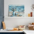 thumbnail image 3 of Beach Theme Bathroom Decor Floral Wall Art Ocean Blue Flower Pictures Canvas Wall Decor Modern Coastal Seascape Print Painting Framed Artwork for Bedroom Living Room Kitchen Office 12"x16", 3 of 6