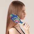 thumbnail image 3 of Floral Aesthetic Hair Brush with Geometric Boho Pattern, Soft Cushion Paddle Brush for Thick Curly Straight Hair, Artistic Design Gift Comb, 3 of 7
