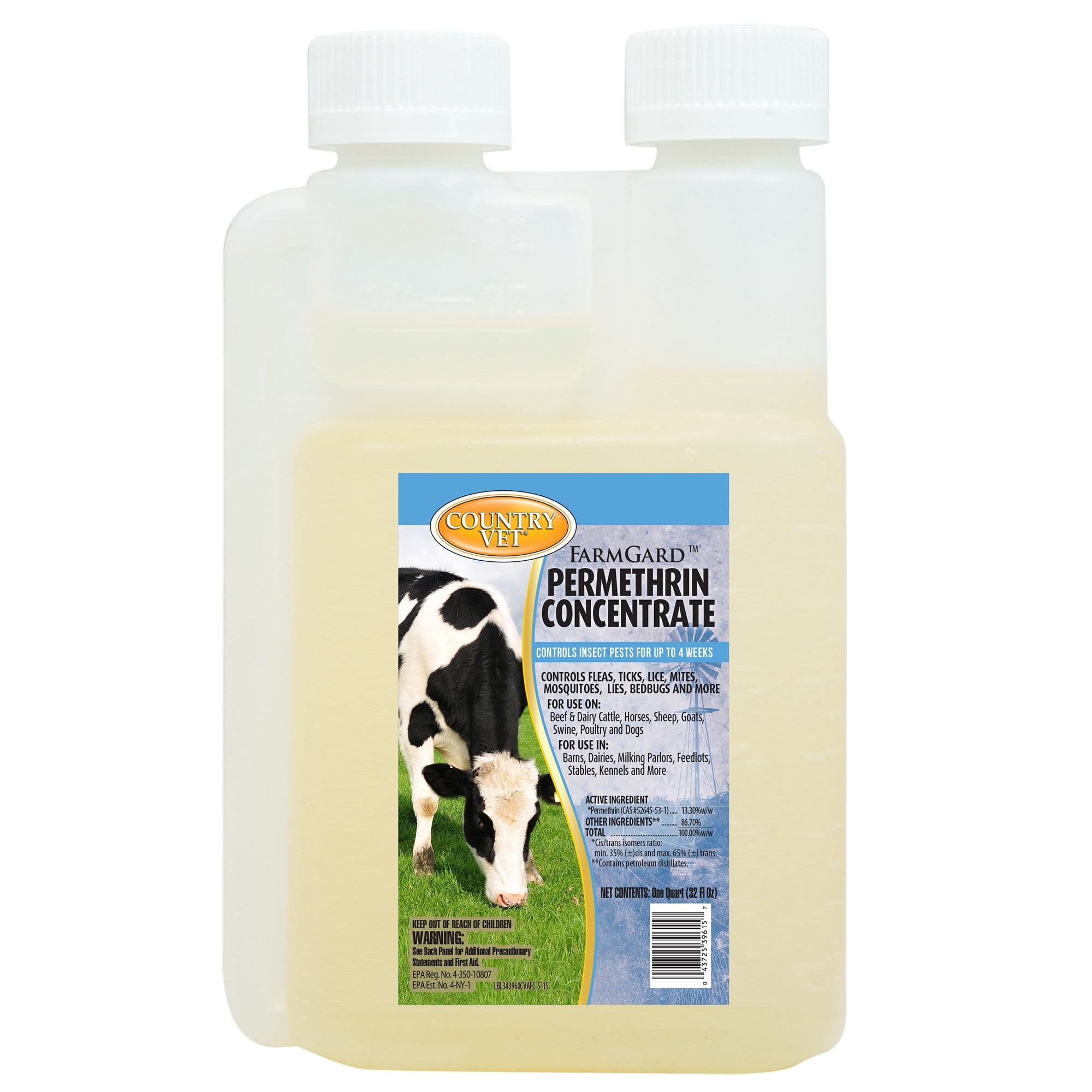 Country Vet FarmGard Permethrin Concentrate - 32 oz (Case of 6) 343961CVA - Gets Rid of Flies, Mosquitoes, Silverfish, Cockroaches, Fleas, Millipedes, Gnats,vTicks, Lice, Spiders