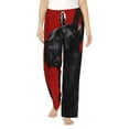 thumbnail image 2 of Lsque Black Dog Red Background Print Women's Pajama Pants, Lounge Pant - Comfortable Home Wear,Elastic Waistband, Stylish Design-X-Large, 2 of 9