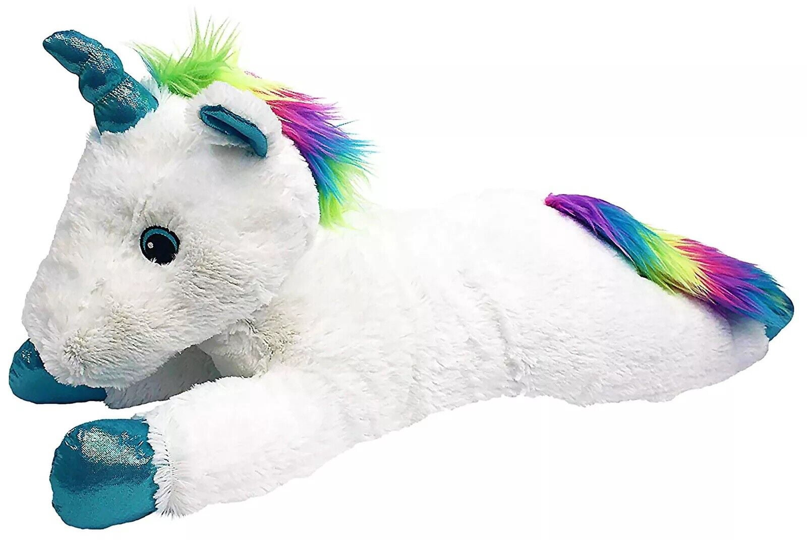 24" Big Dog Toy Jumbo Plush Unicorn Squeaker Rainbow Mane Tail Metallic Horn (Pink)