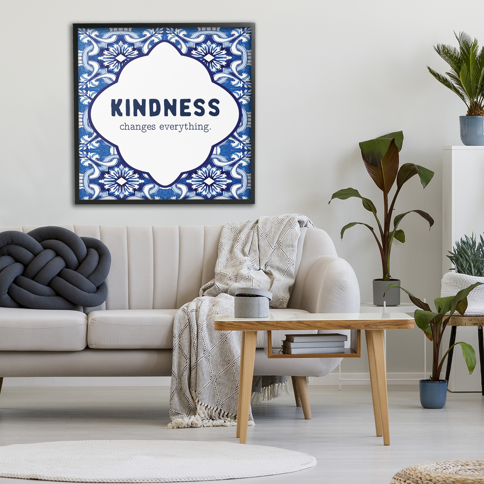 Patterned Kindness Changes Everything Black Framed Giclee Art, design by Lettered and Lined
